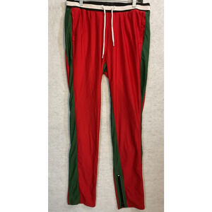 Raw Yarn Industries Track Pants Mens Medium Red Green Side‎ Stripe Zip Ankle
